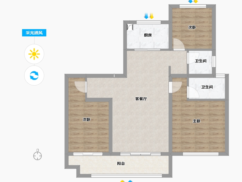 河北省-唐山市-花海国际-86.06-户型库-采光通风