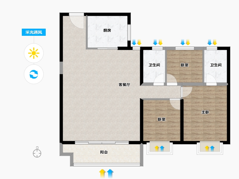 山西省-太原市-碧桂园玖玺臺天玺-116.00-户型库-采光通风