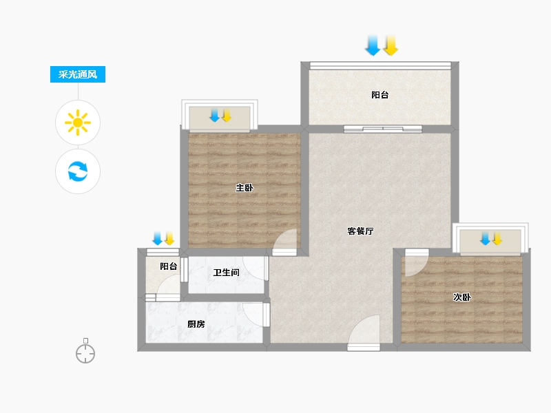 陕西省-安康市-御公馆三期-73.99-户型库-采光通风