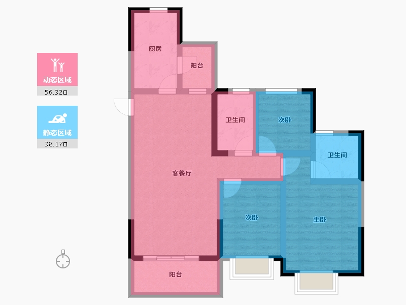 安徽省-六安市-新滨湖恒大文化旅游城-82.95-户型库-动静分区