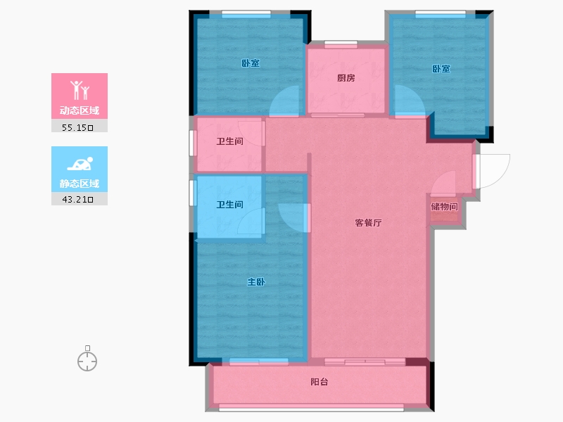 湖北省-宜昌市-阳光城文澜府-88.80-户型库-动静分区