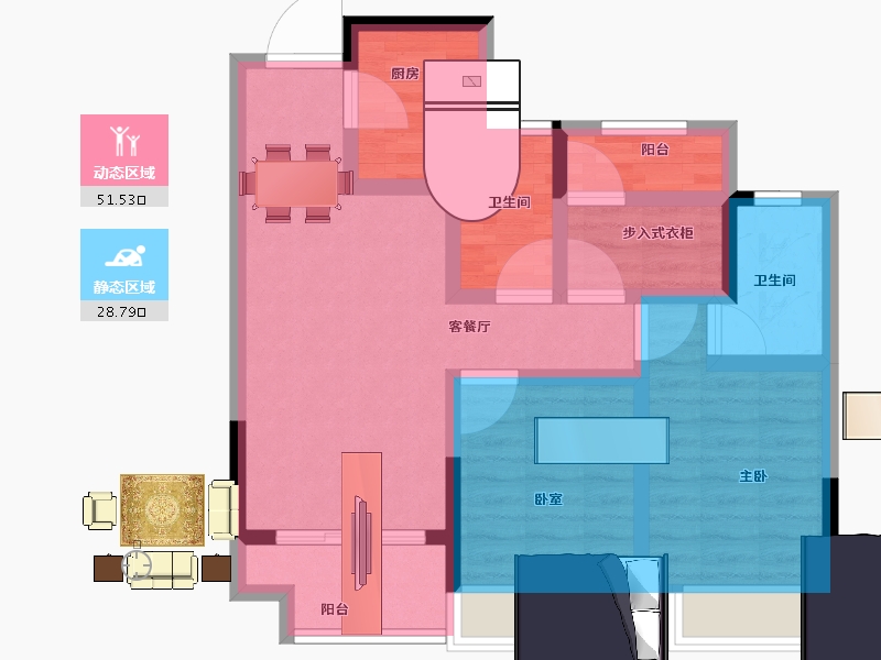 浙江省-湖州市-沁澜府-69.59-户型库-动静分区