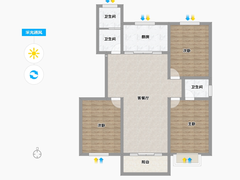 河南省-商丘市-和谐·北大花园-106.00-户型库-采光通风