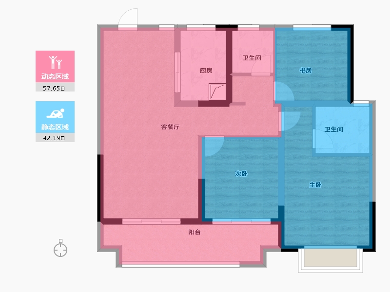 安徽省-蚌埠市-中国铁建·燕南苑花语苑-88.77-户型库-动静分区