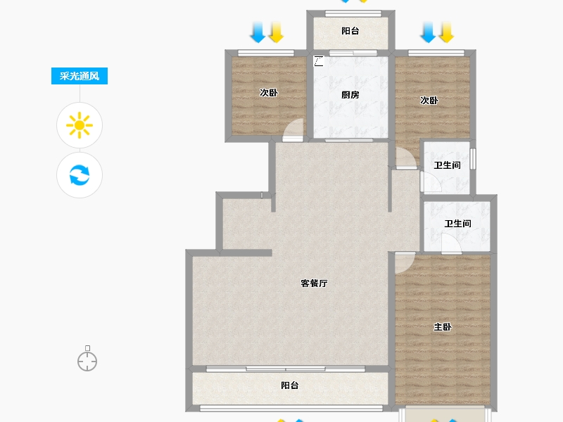 山西省-晋中市-保利·锦上-129.91-户型库-采光通风