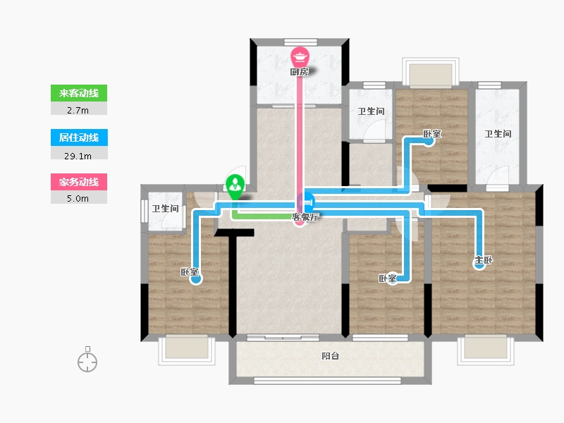 江苏省-泰州市-滨江城市花园-106.80-户型库-动静线