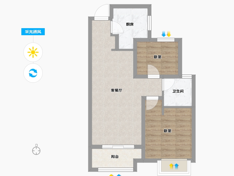 山西省-太原市-太原·龙湖天鉅-53.43-户型库-采光通风