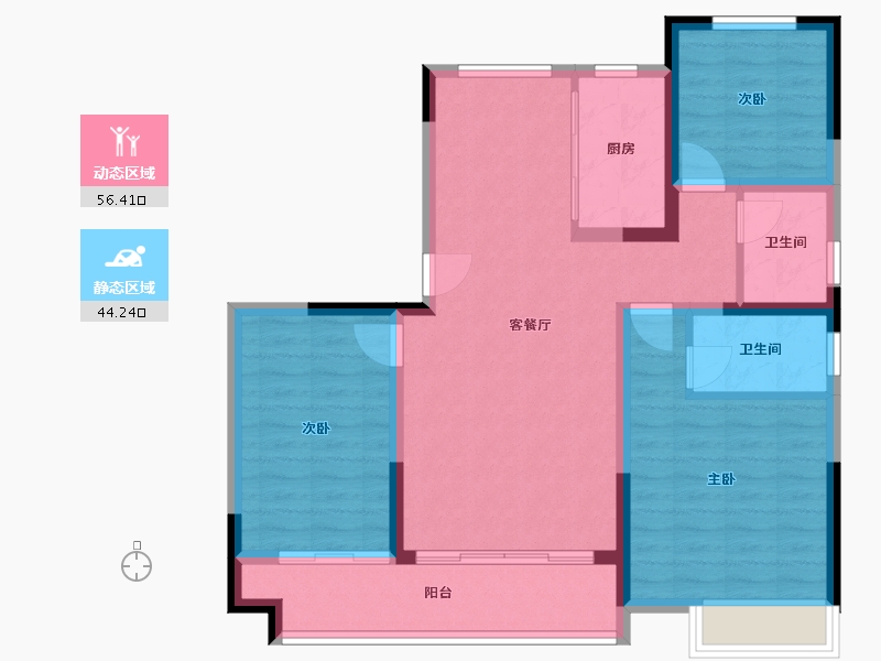 河南省-驻马店市-置地新时代嘉园-124.76-户型库-动静分区