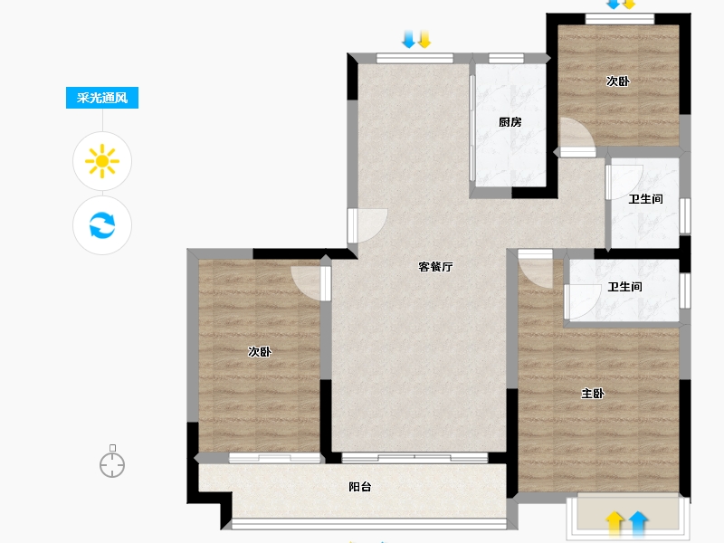 河南省-驻马店市-置地新时代嘉园-124.76-户型库-采光通风