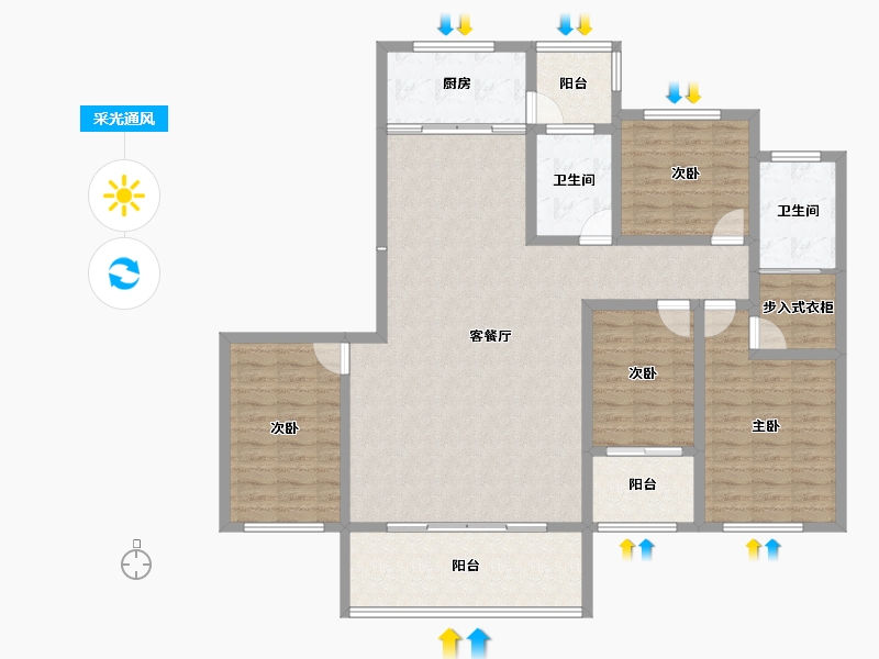 山西省-运城市-西建天茂国宾府-137.15-户型库-采光通风