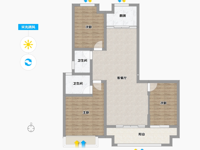 山西省-运城市-西建天茂国宾府-92.76-户型库-采光通风