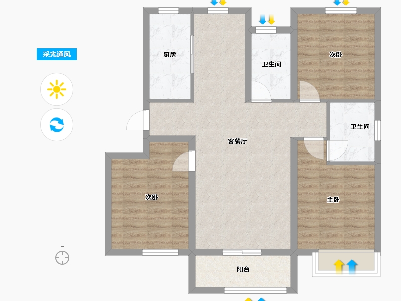 河北省-石家庄市-花溪城-93.00-户型库-采光通风