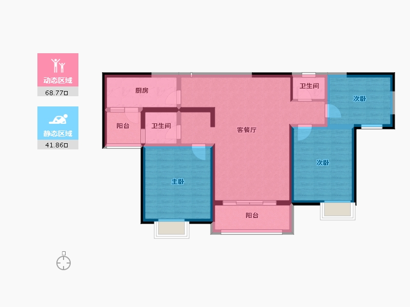 湖北省-宜昌市-兴润兴公馆-98.40-户型库-动静分区