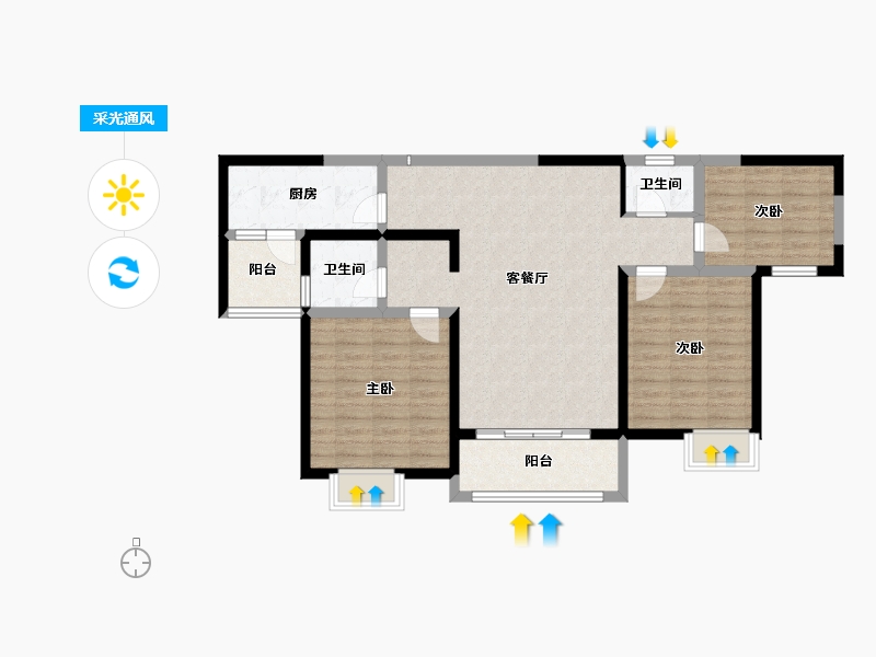 湖北省-宜昌市-兴润兴公馆-98.40-户型库-采光通风