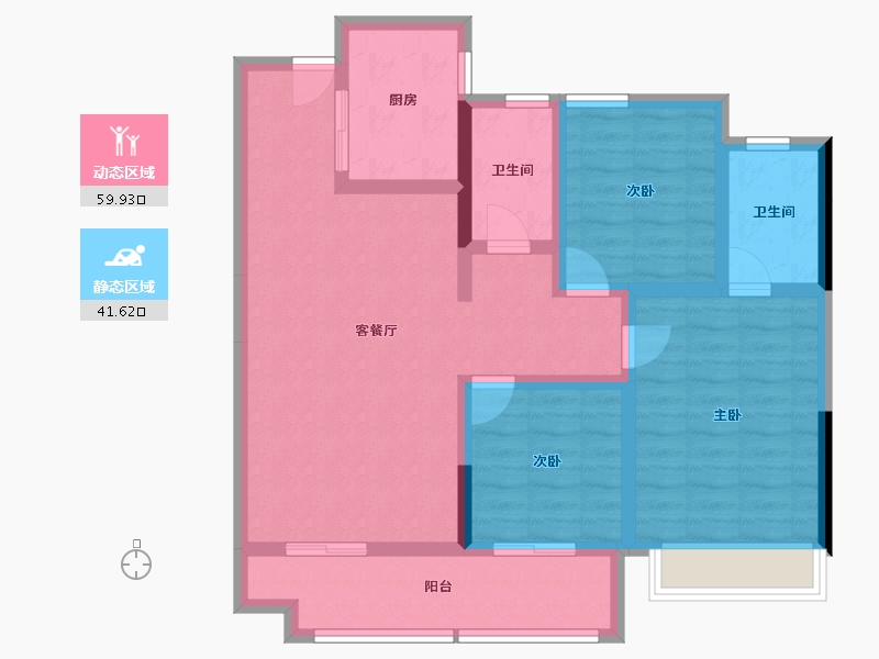 湖北省-孝感市-光明钰府-89.73-户型库-动静分区