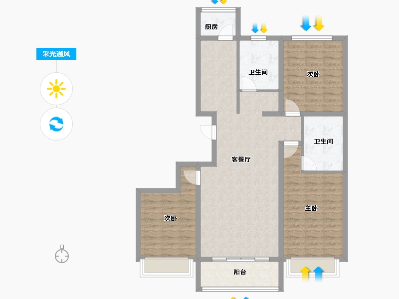 河北省-张家口市-诚品幸福城-102.34-户型库-采光通风