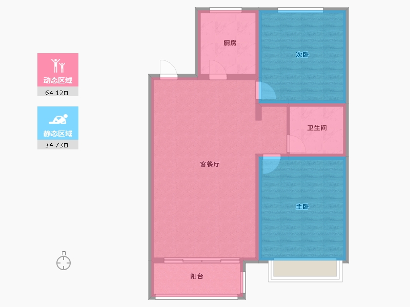 河北省-张家口市-诚品幸福城-89.58-户型库-动静分区