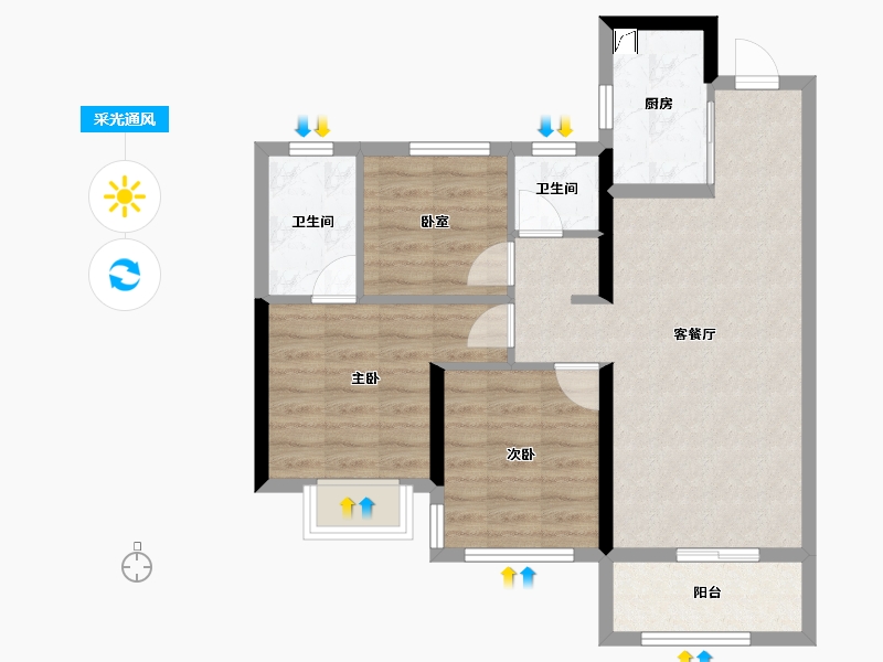 广东省-江门市-嘉福铭著-71.01-户型库-采光通风