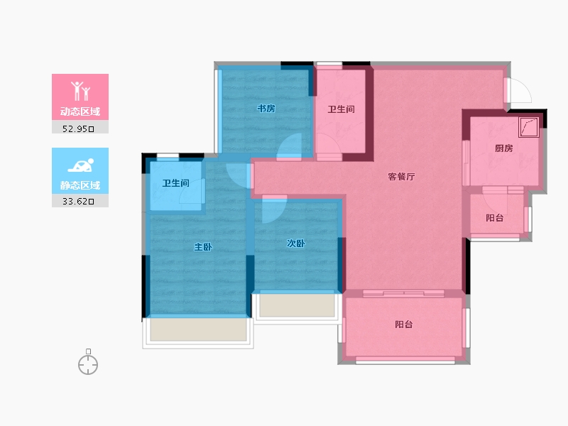 四川省-雅安市-西网蒙山府-88.60-户型库-动静分区