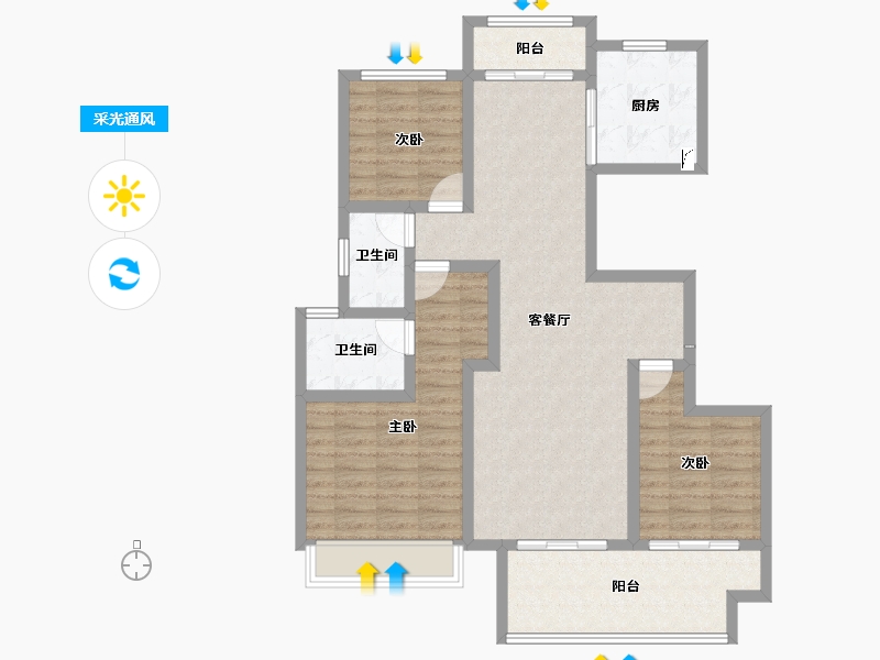 河南省-商丘市-虞城建业·新城-96.38-户型库-采光通风