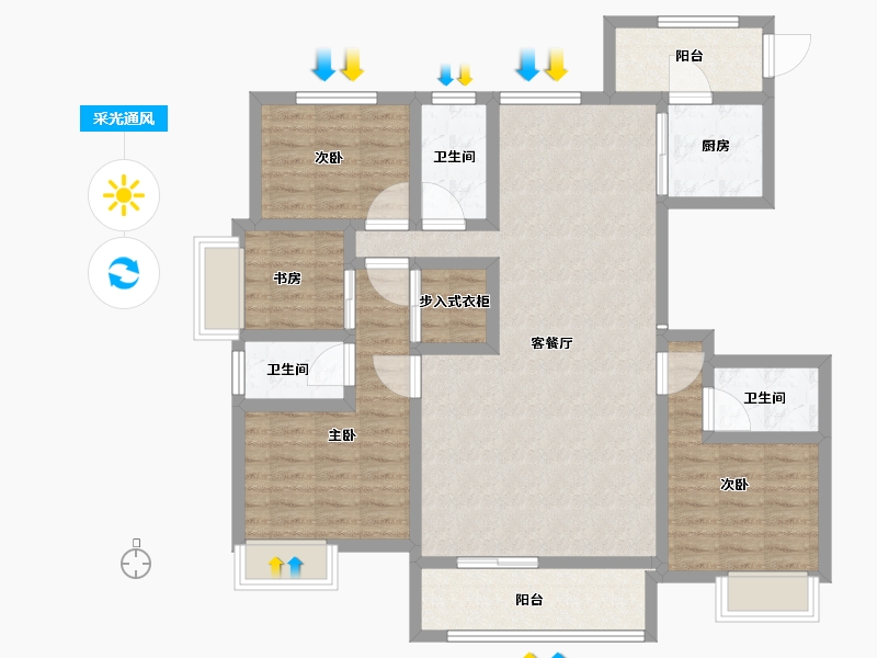 河北省-廊坊市-狮子城丁香园-108.81-户型库-采光通风