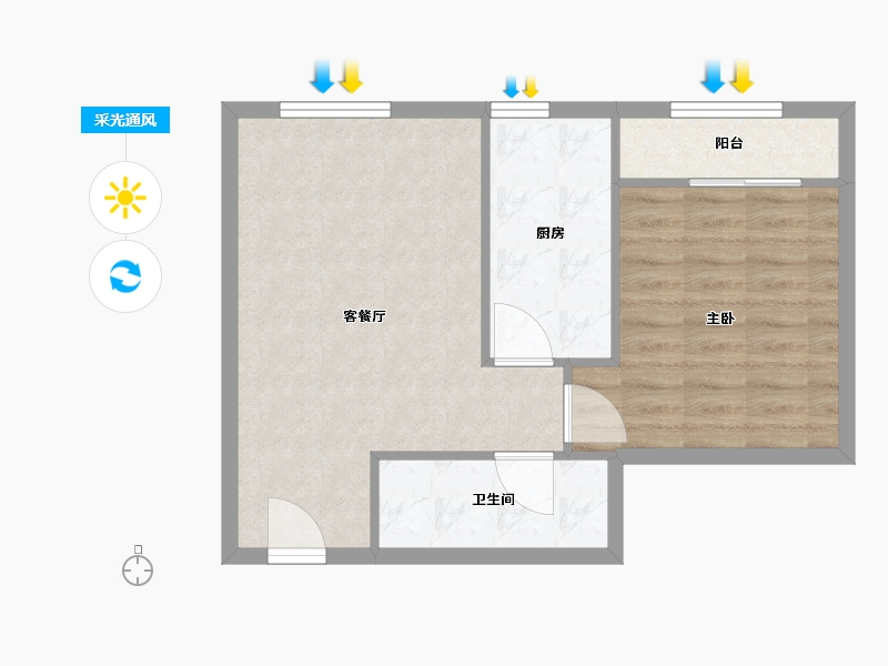 河北省-廊坊市-狮子城丁香园-55.20-户型库-采光通风