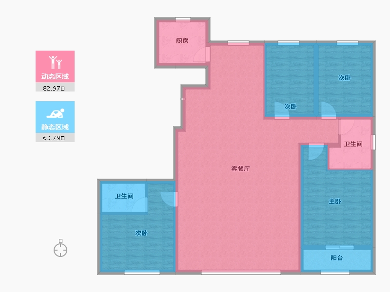 内蒙古自治区-包头市-都市庭苑-133.43-户型库-动静分区