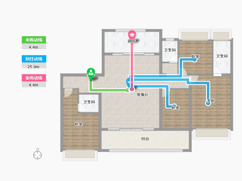 江苏省-泰州市-靖樾东方-139.63-户型库-动静线