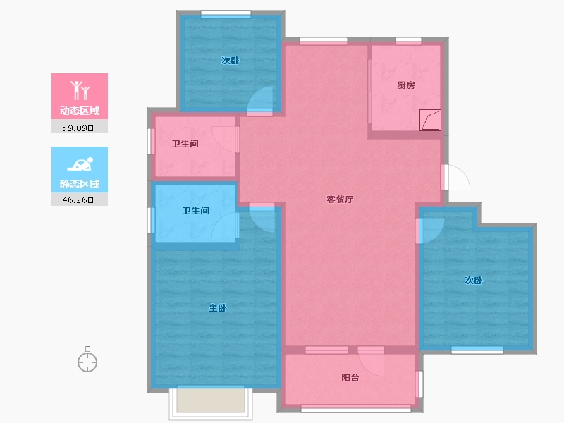 山东省-青岛市-云海臻府理想城-93.40-户型库-动静分区