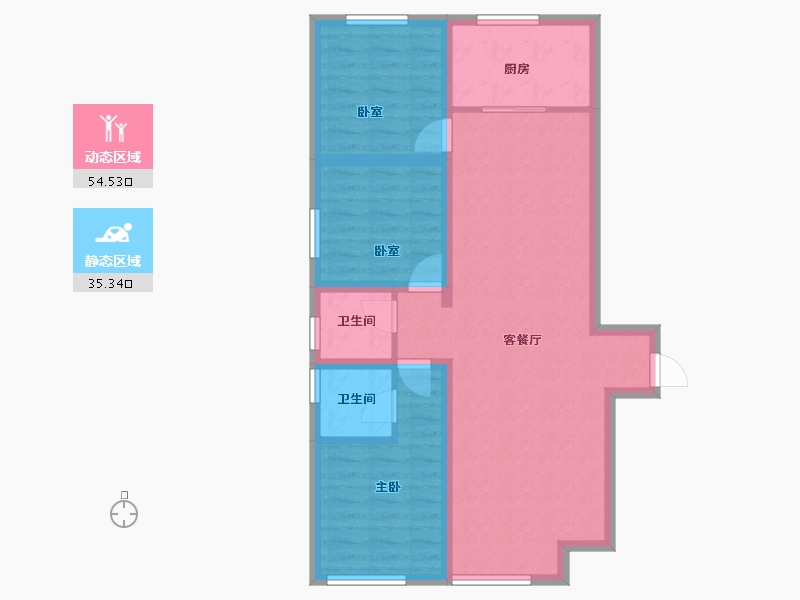 内蒙古自治区-包头市-青福新城-80.12-户型库-动静分区