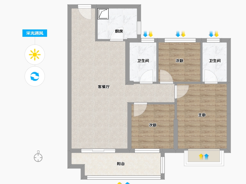 湖北省-荆州市-海棠湾-79.00-户型库-采光通风