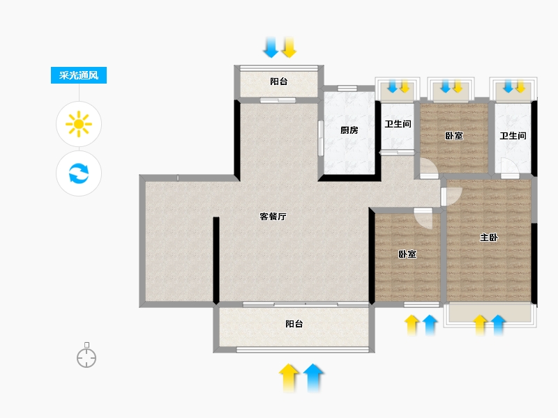 广东省-韶关市-碧桂园太阳城-131.21-户型库-采光通风