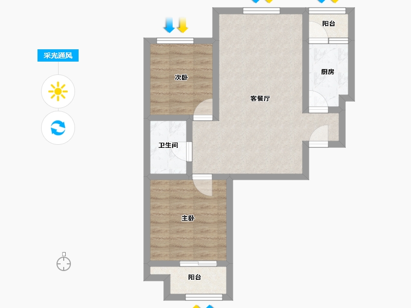 河北省-廊坊市-狮子城丁香园-56.21-户型库-采光通风