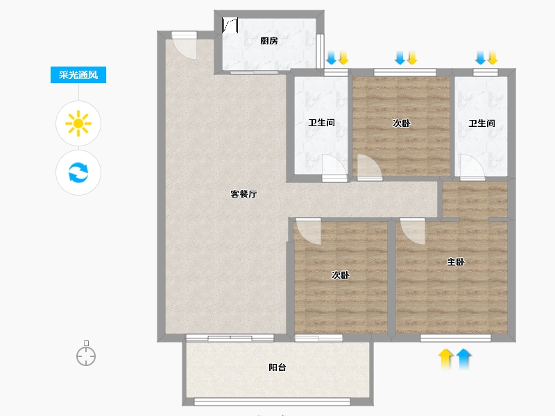 福建省-福州市-璀璨滨江-101.00-户型库-采光通风