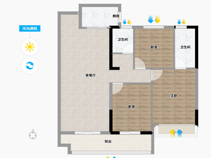 山东省-菏泽市-书香名邸-110.00-户型库-采光通风