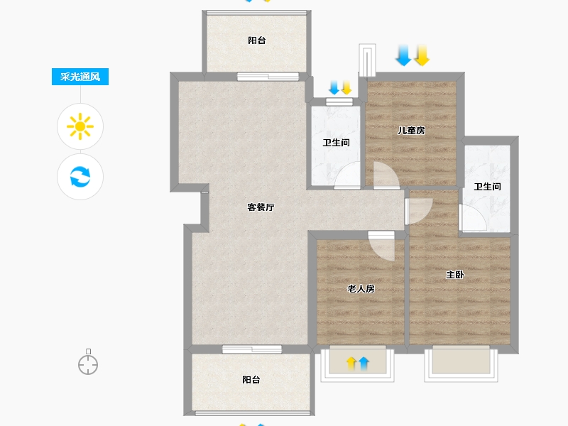 广西壮族自治区-桂林市-东苑国际-79.55-户型库-采光通风