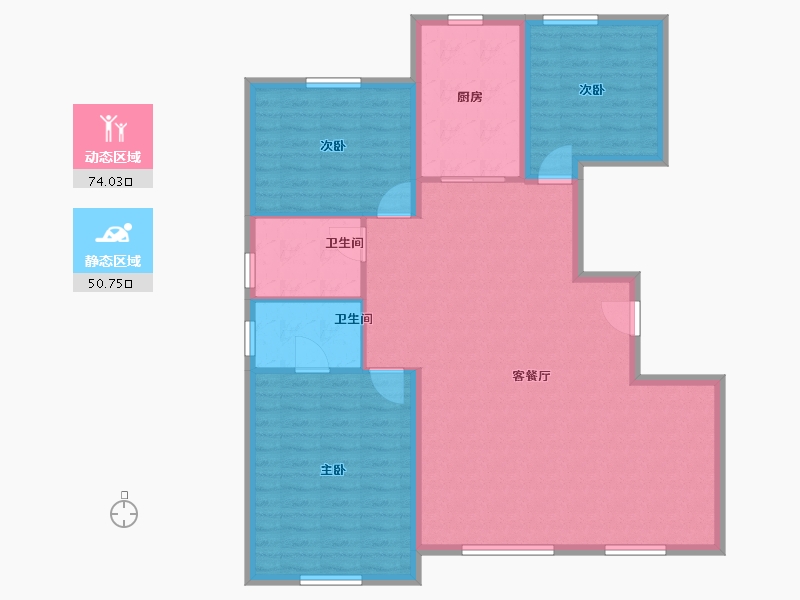 内蒙古自治区-包头市-中海望京府-114.40-户型库-动静分区