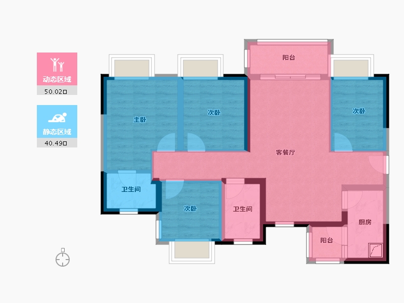 四川省-自贡市-绿地·新里城-96.00-户型库-动静分区