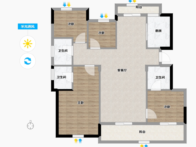 浙江省-湖州市-蓝城慧园-110.01-户型库-采光通风