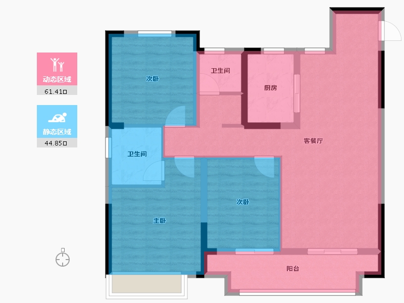 安徽省-芜湖市-中房新城棠樾湾-95.20-户型库-动静分区