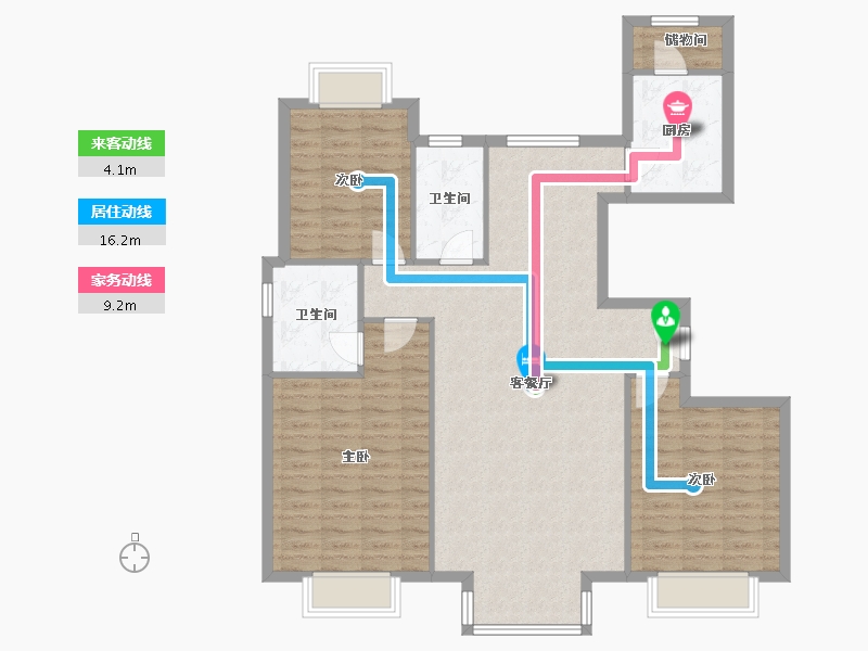 天津-天津市-富力·津门湖观鹭·柏溪花园-120.00-户型库-动静线