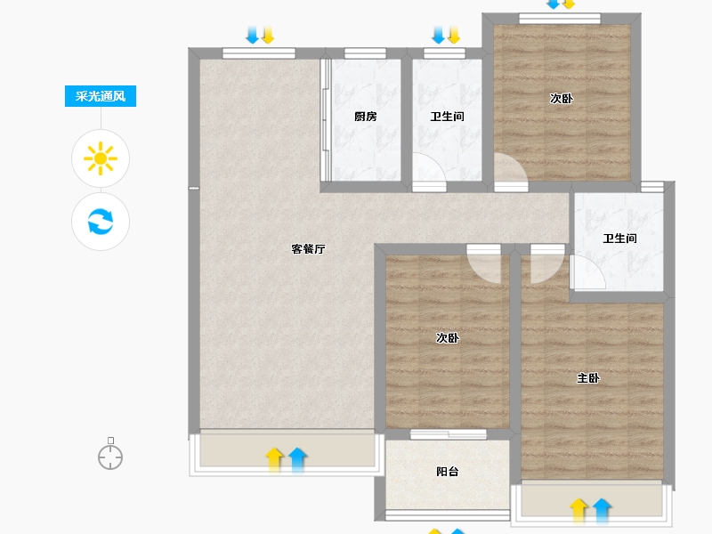 山西省-运城市-金鑫铂悦府-93.48-户型库-采光通风