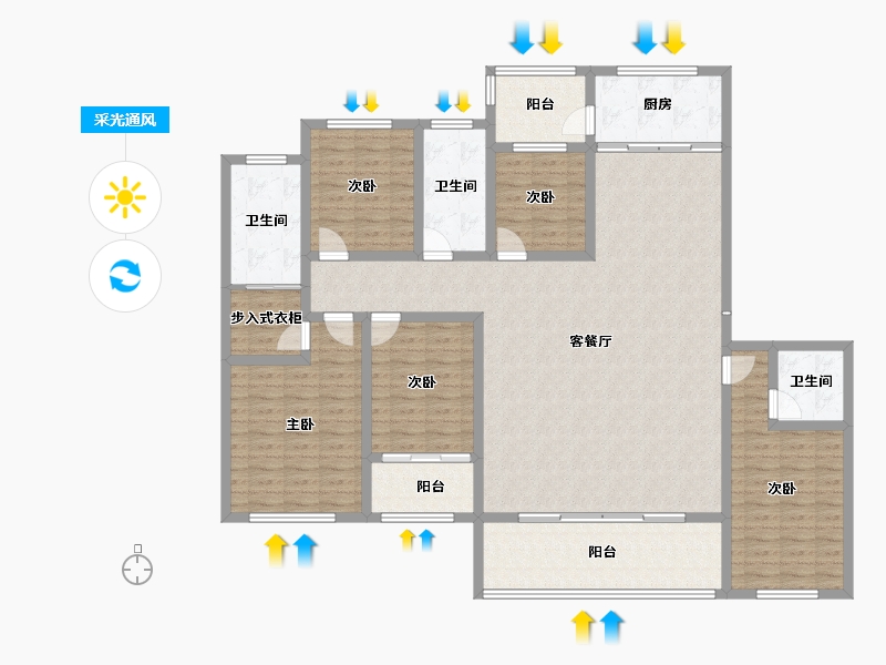 山西省-运城市-西建天茂国宾府-166.09-户型库-采光通风