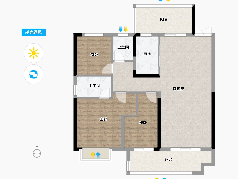 湖北省-十堰市-汉成国宾府-101.39-户型库-采光通风