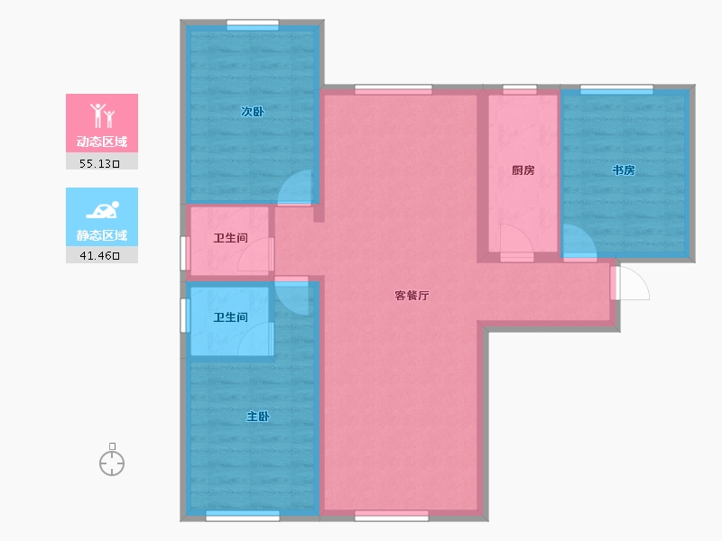 内蒙古自治区-包头市-青福新城-86.44-户型库-动静分区