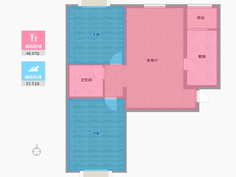 内蒙古自治区-包头市-日月华庭悦享湾-72.77-户型库-动静分区