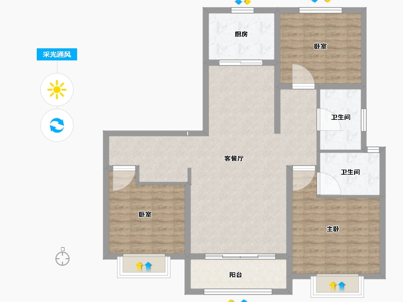 山东省-菏泽市-城投尚德府-107.21-户型库-采光通风