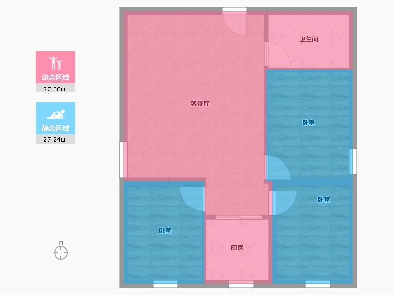 内蒙古自治区-包头市-青福新城-58.60-户型库-动静分区