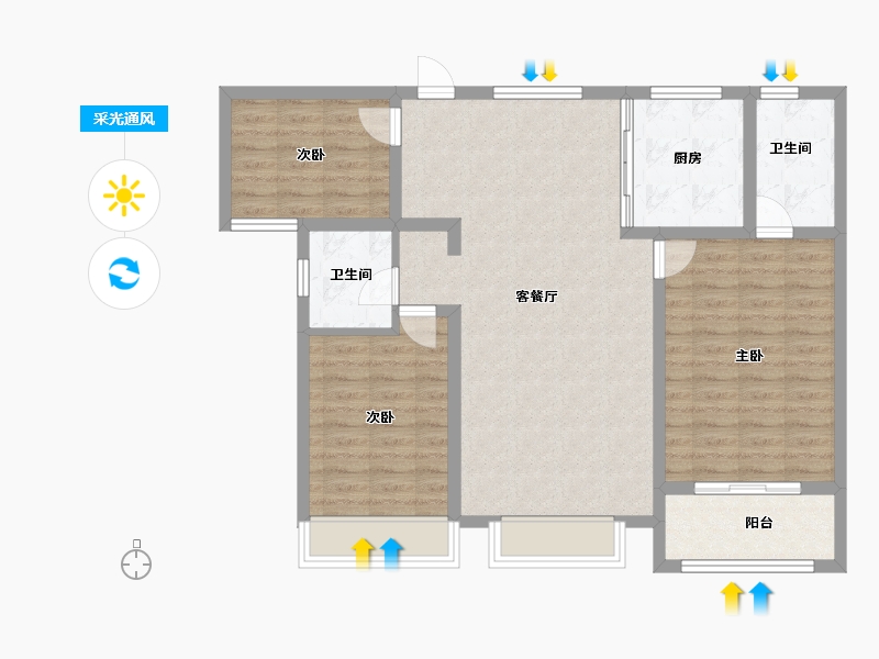 山西省-运城市-金鑫铂悦府-99.24-户型库-采光通风