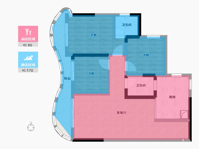 四川省-成都市-天府云城C区-65.00-户型库-动静分区